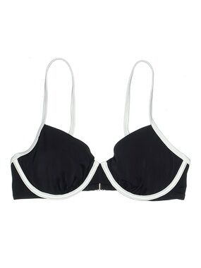Shade & Shore Black Bikini Top with White Contrast Trim
